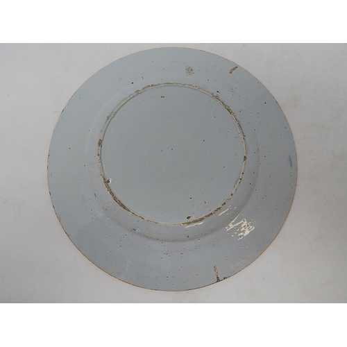 480 - Antique Tin Glazed Plate: 23cm diameter