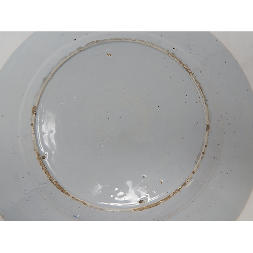 480 - Antique Tin Glazed Plate: 23cm diameter