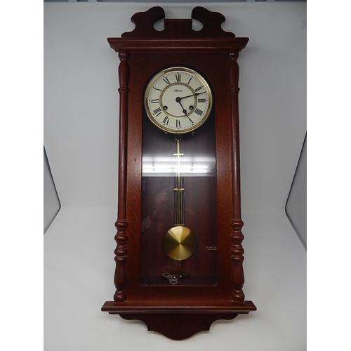 240 - Hermle Vienna Style Wall Clock with Pendulum & Key. Measures 70cm