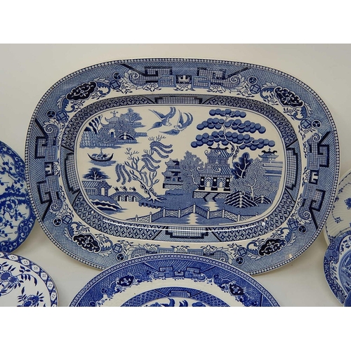 483 - Quantity of Blue & White China Including Meat Plate.