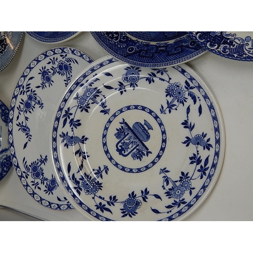 483 - Quantity of Blue & White China Including Meat Plate.