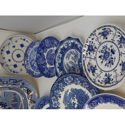 483 - Quantity of Blue & White China Including Meat Plate.