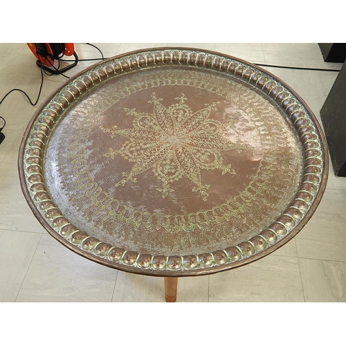 829 - Benares Table with Large Tray Top & Folding Base. Measures 90cm diameter