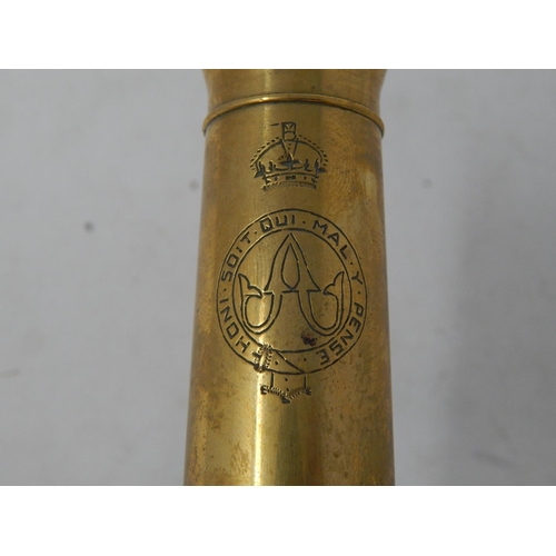 835 - 19th century Regimental Brass Desk Cannon on Wooden Carriage.