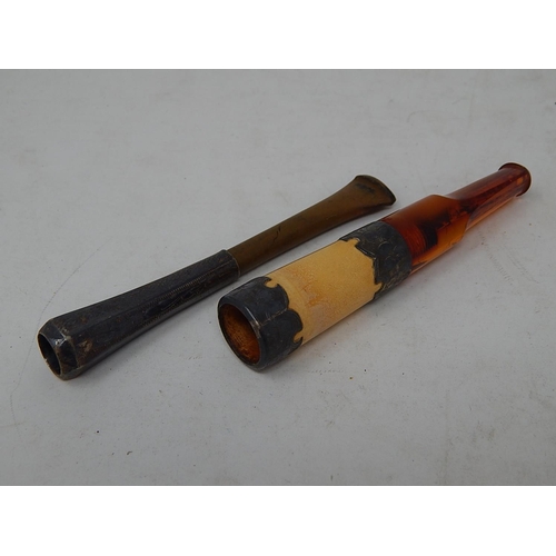 855 - Two early 20th Century Cigarette Holders, one with an amber mouth piece.