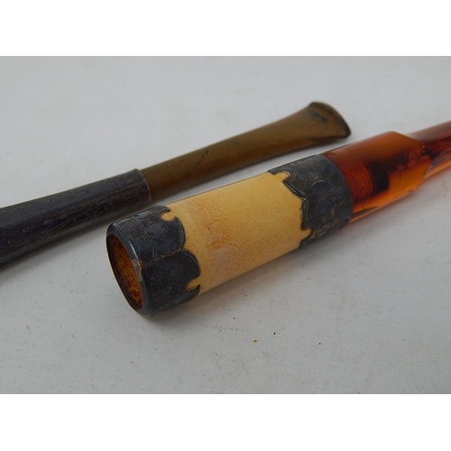 855 - Two early 20th Century Cigarette Holders, one with an amber mouth piece.