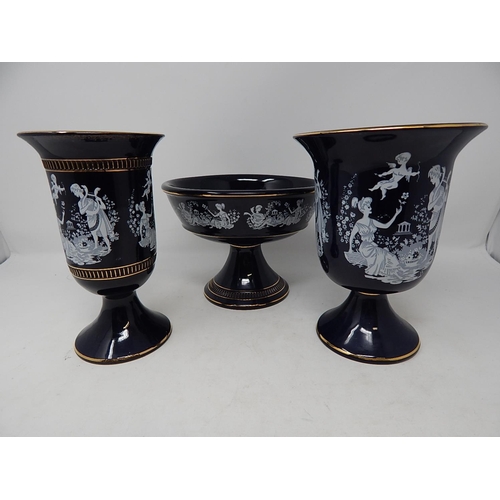 489 - Two Italian Grecian Style Vases together with a similar bowl.