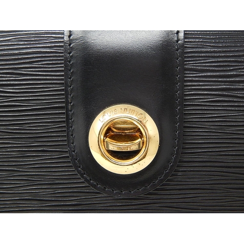 862 - Louis Vuitton Black Leather Handbag with Strap.