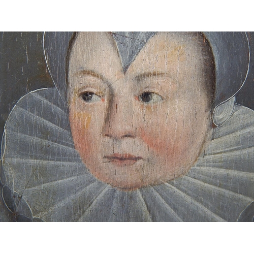 498 - C16th Oil on Panel of an Important German Lady Painted by a Court Painter. The Panel is of Slightly ... 