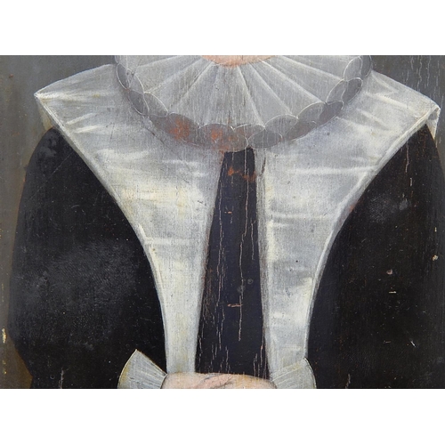 498 - C16th Oil on Panel of an Important German Lady Painted by a Court Painter. The Panel is of Slightly ... 