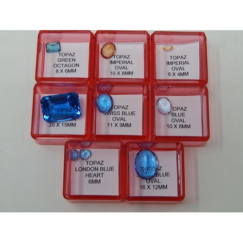 30 - Loose Topaz Gemstones, mixed shapes, colours & sizes (9 boxes)