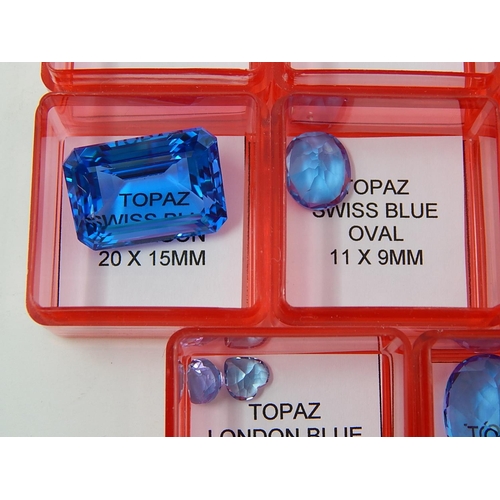 30 - Loose Topaz Gemstones, mixed shapes, colours & sizes (9 boxes)