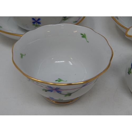 304 - Herend: Breakfast set: Teapot, Cream Jug, Sugar Bowl & 2 x Cups & Saucers