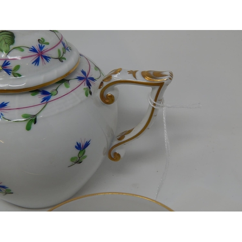 304 - Herend: Breakfast set: Teapot, Cream Jug, Sugar Bowl & 2 x Cups & Saucers