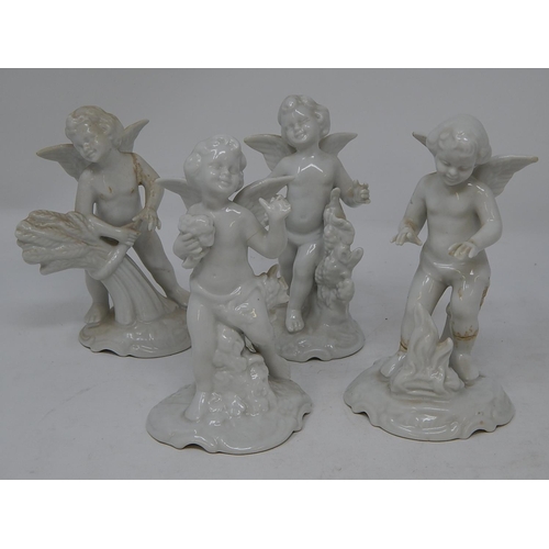 325 - Dresden: Set of Four Blanc de Chine Figures A/F