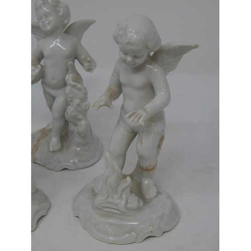 325 - Dresden: Set of Four Blanc de Chine Figures A/F