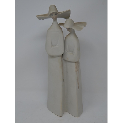 326 - LLadro: Figure of Two Nuns. 32cm high