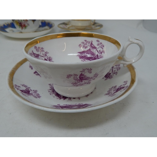 329 - Six Tea Cups & Saucers to Include: Worcester, Samuel Alcock, Crown Staffordshire, Schumann etc