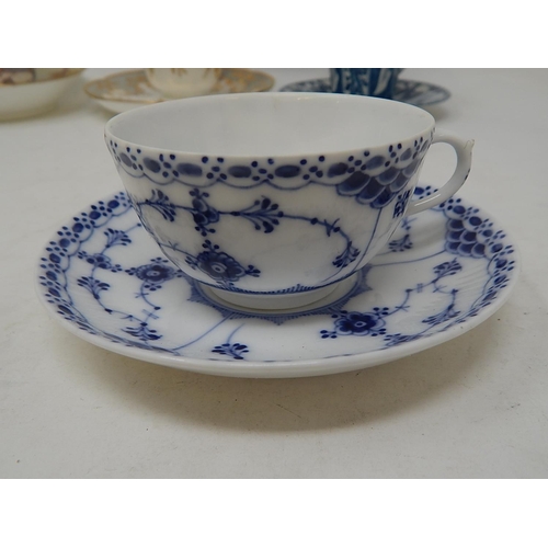 330 - Six Tea Cups & Saucers to Include: Ridgway, Royal Copenhagen, New Hall etc