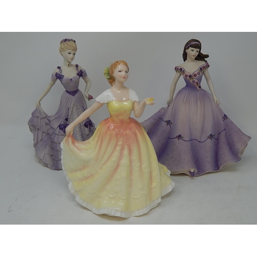 338 - Two Coalport Figurines together with a Royal Doulton Figurine