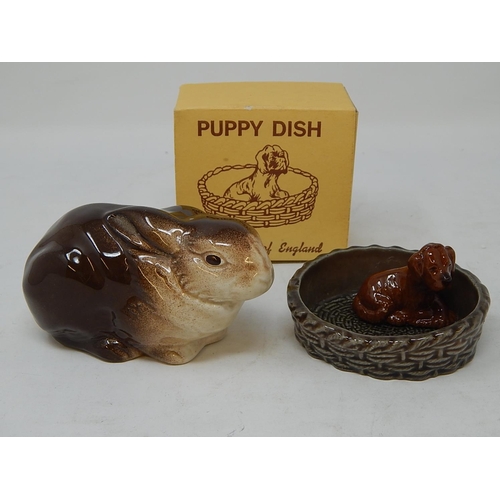 344 - Poole Rabbit together with a Wade Puppy Dish in Original Box.