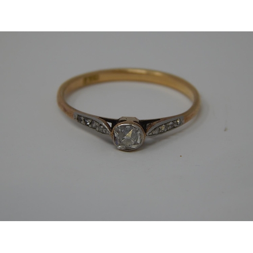 45 - 18ct Gold Ring Set with a Central Diamond 0.30ct in Fitted Ring Box. Size R