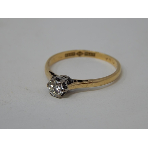 54 - 18ct Gold & Platinum Diamond Ring. The Diamond 0.33ct, Clear & Bright. Ring Size N