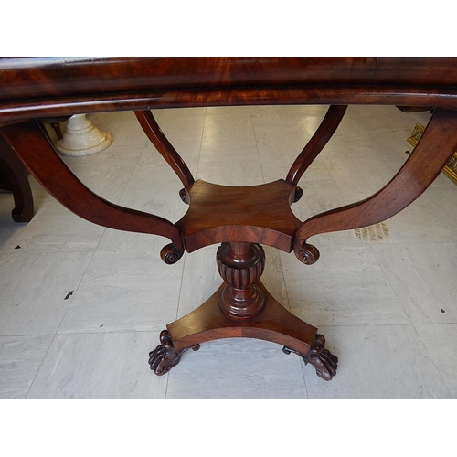 823 - Victorian Sewing Table with lift up top revealing a fully fitted interior with pincushion on lyre su... 