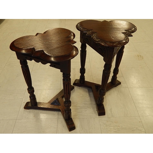 825 - Two Similar 19th century Oak Tables with Club Shaped Tops. Height 55/56cm