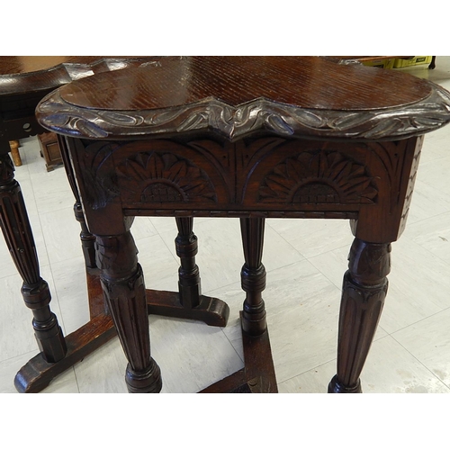 825 - Two Similar 19th century Oak Tables with Club Shaped Tops. Height 55/56cm