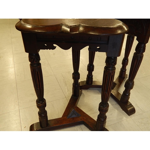 825 - Two Similar 19th century Oak Tables with Club Shaped Tops. Height 55/56cm