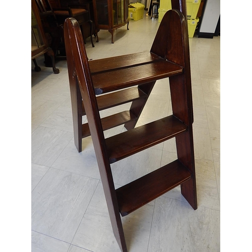 827 - Set of Mahogany Folding Library Steps