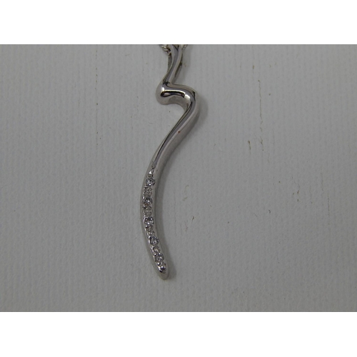 56 - 9ct white gold diamond pendant on 9ct white gold chain. Length 38cm