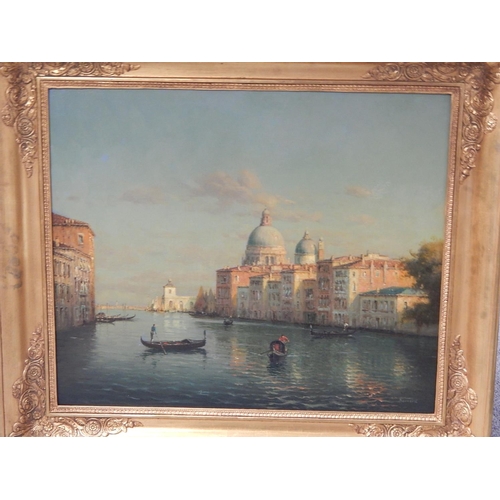 420 - ANTOINE BOUVARD SNR: 1870-1956: "THE GRAND CANAL VENICE", Oil on canvas: Measures: 82cm x 72cm frame...