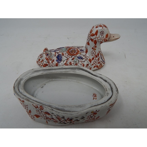 359 - 19th century Chinese duck, marks to base. Length 15cm