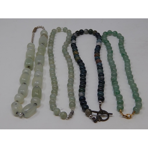 75 - Four Vintage Jade/Hardstone Necklaces