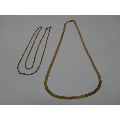 78 - 9ct Gold Necklace together with a yellow metal chain