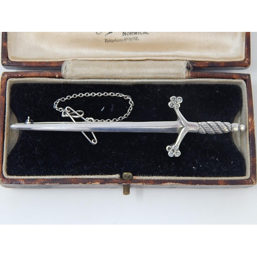 81 - Silver Kilt Pin Formed as a Sword. Length 9cm