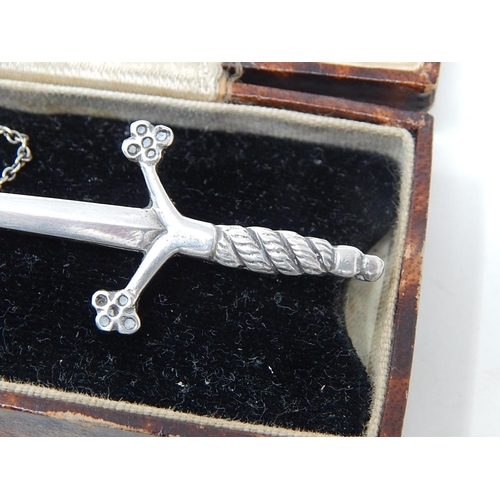 81 - Silver Kilt Pin Formed as a Sword. Length 9cm