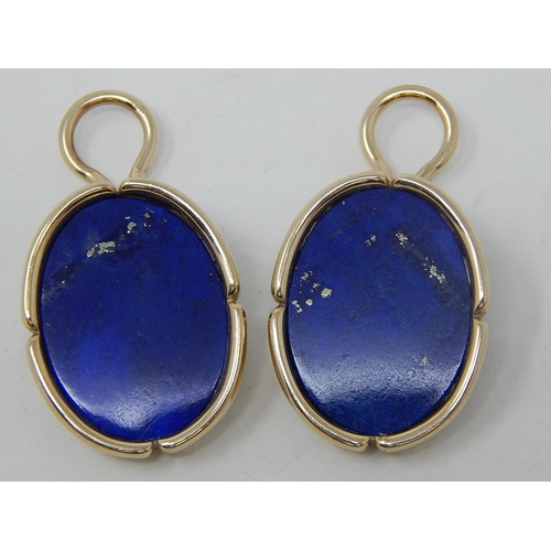 82 - 9ct Gold & Lapis Lazuli Clip on Earrings.