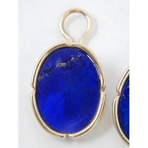 82 - 9ct Gold & Lapis Lazuli Clip on Earrings.