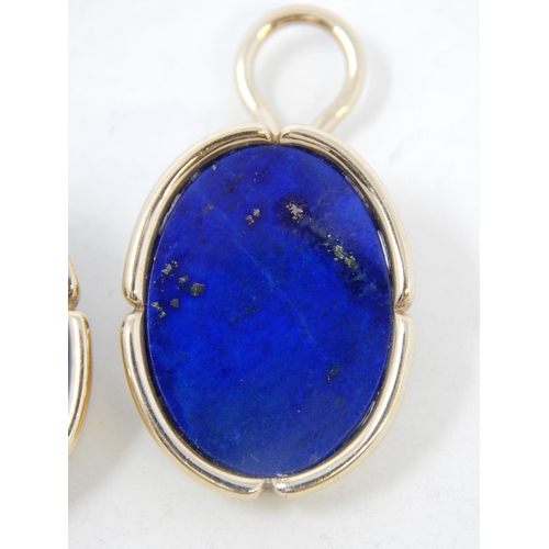 82 - 9ct Gold & Lapis Lazuli Clip on Earrings.