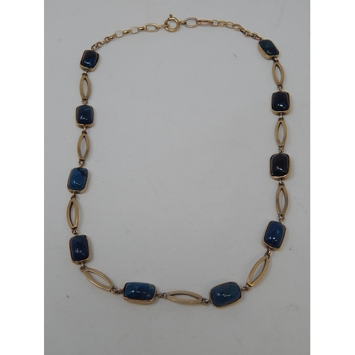 83 - 9ct Gold & Lapis Lazuli Necklace. Length 40cm. Weight 16.19g gross