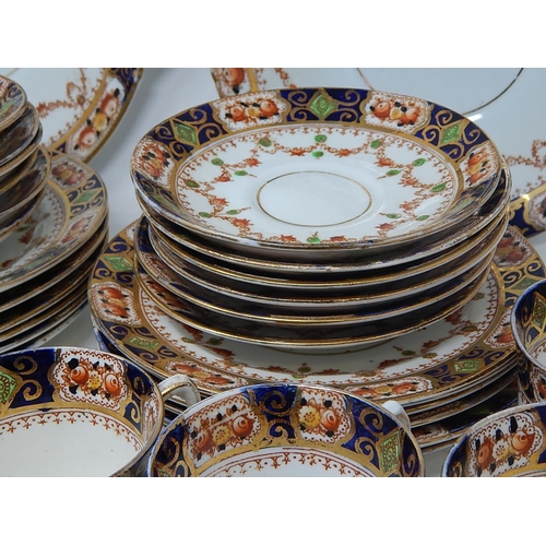 365 - Crown Derby Tea Set: 11 cups/12 saucers/side plates/2 cake plates/sugar bowl & cream jug