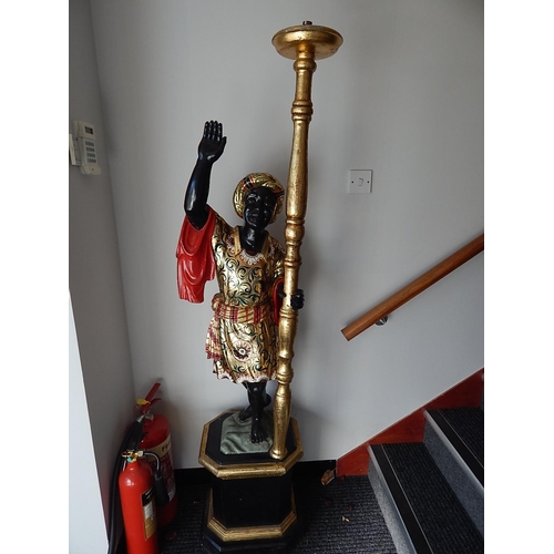 833 - Blackamoor Wooden Lamp: 173cm High