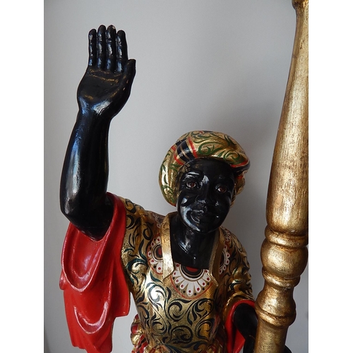 833 - Blackamoor Wooden Lamp: 173cm High