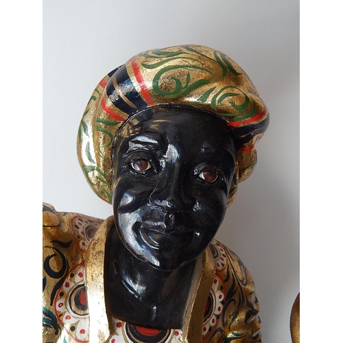 833 - Blackamoor Wooden Lamp: 173cm High