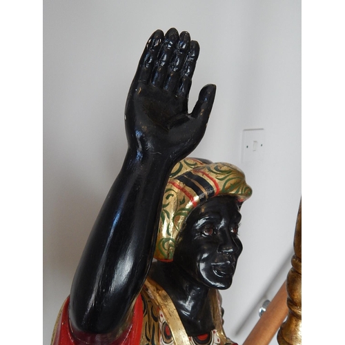 833 - Blackamoor Wooden Lamp: 173cm High