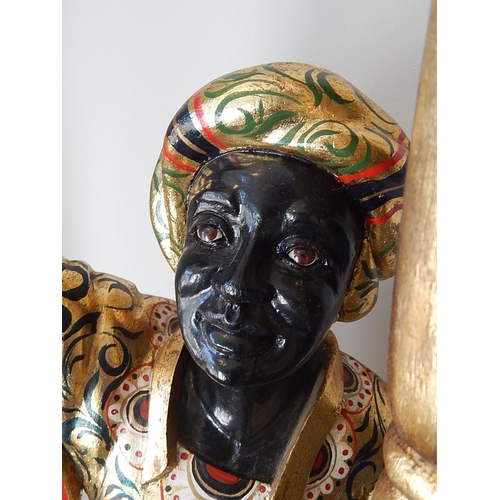 833 - Blackamoor Wooden Lamp: 173cm High