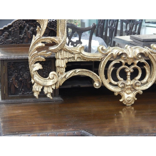 834 - Chippendale Chinese Style Pagoda Giltwood Mirror: 160cm x 80cm